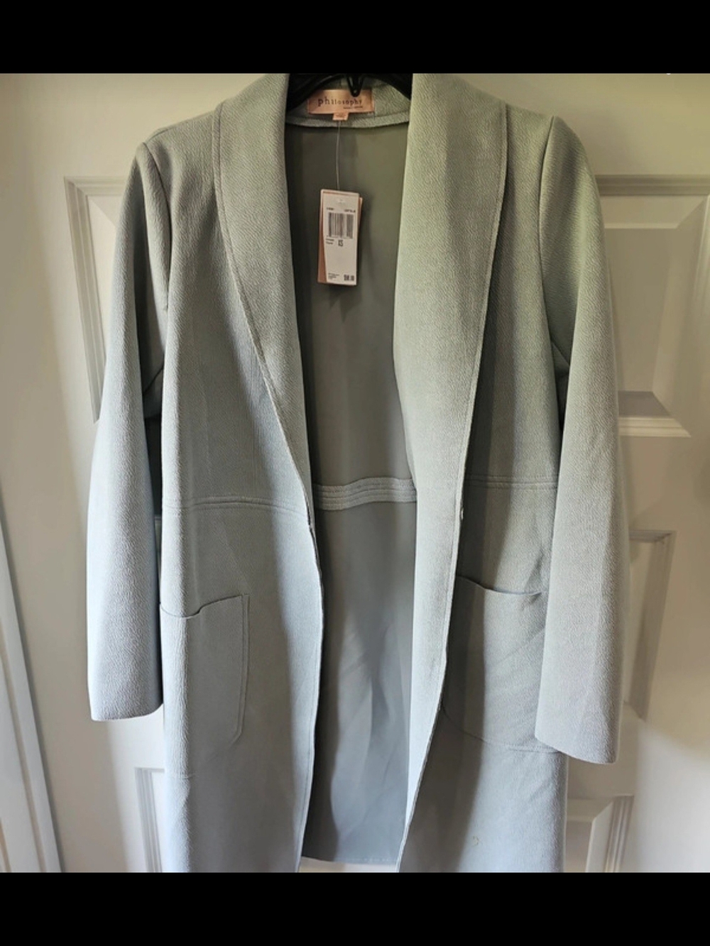 Philosophy sage open-front long blazer